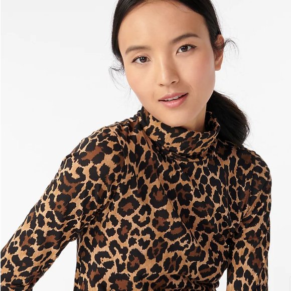 J. Crew Tissue Turtleneck in Leopard - Picture 2 of 4